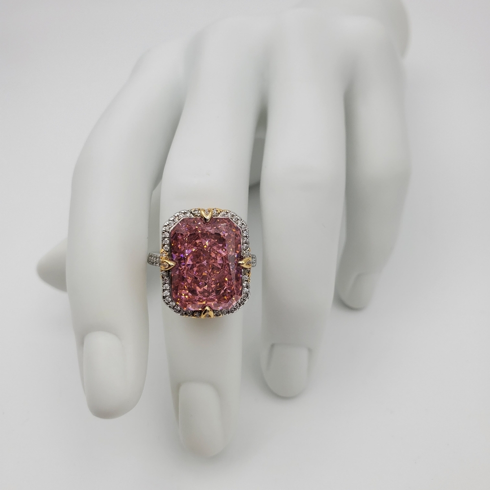 15CTW+ High Carbon Crushed Ice Radiant Lab Sapphire High Quality Czs S925 Ring - Picture 3 of 17